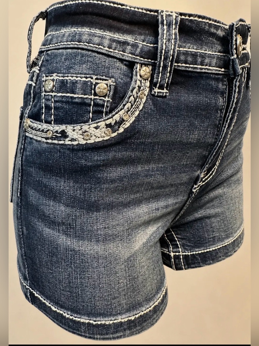 Freedom Ride Rhinestone Denim Shorts - Picture 3 of 4